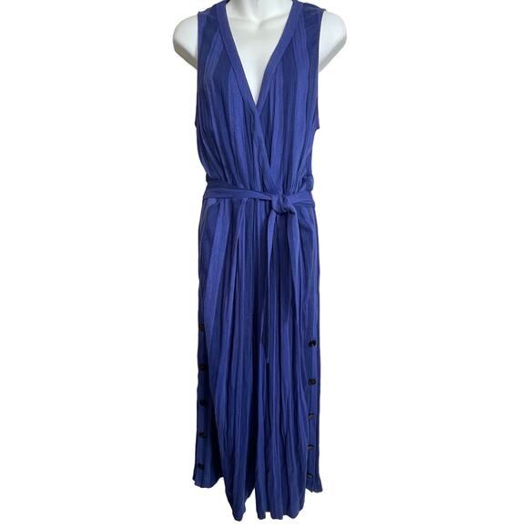 Anthropologie Nomad Morgan Carper Blue Striped Cropped Jumpsuit Size‎ M - Picture 2 of 13